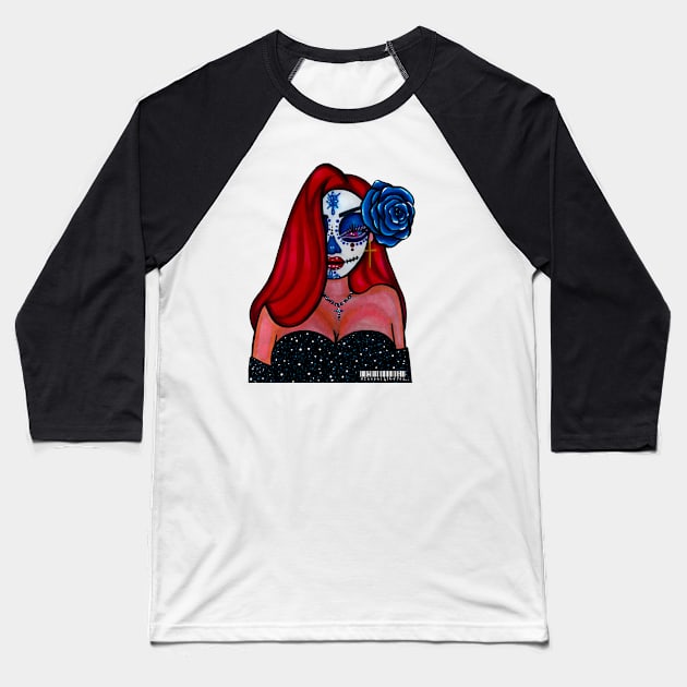 Jessica Rabbit Day of the Dead Baseball T-Shirt by Zenpaistudios